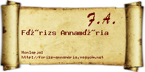 Fórizs Annamária névjegykártya