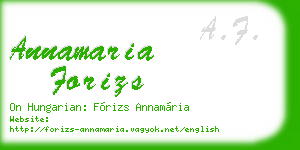 annamaria forizs business card